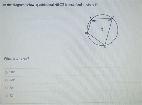 Solved In The Diagram Below Quadrilateral Abcd Is Inscribed In Circle