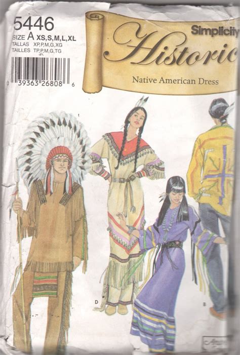 Simplicity 5446 Native American Indian Clothing Pattern Adult Teen