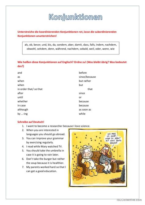 Konjunktionen Deutsch Daf Arbeitsbl Tter Pdf Doc