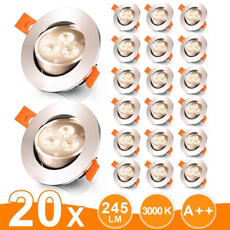 20x Spots Encastrables Led Spot Encastrable 3w Blanc Chaud Spots Encastrables Au Plafond Leroy