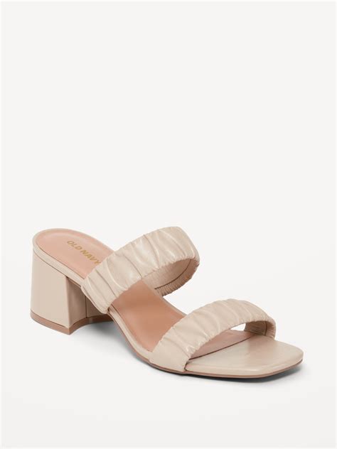 Faux Leather Strappy Block Heel Mule Sandals Old Navy