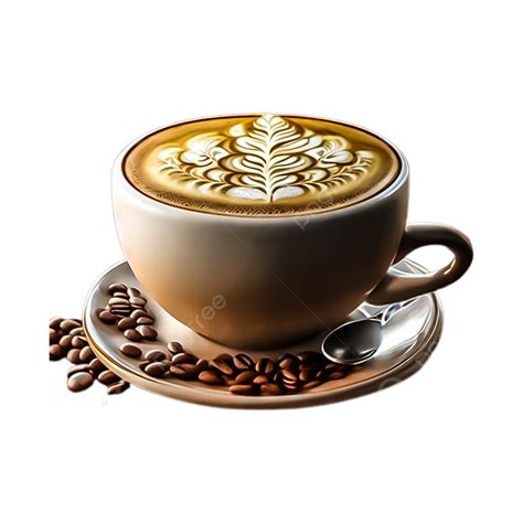 Hot Coffee Cup With Beans Coffee Cup Beans Png Transparent Clipart