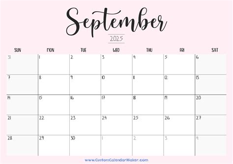 Calendar Sept Printable Cute Tyne Stesha