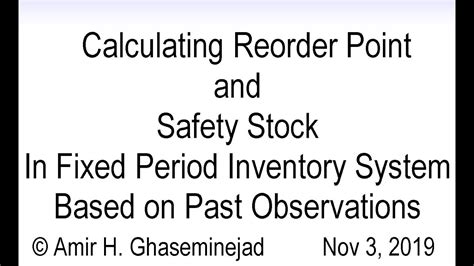 Calculating Reorder Point And Safety Stock In Fixed Period Inventory