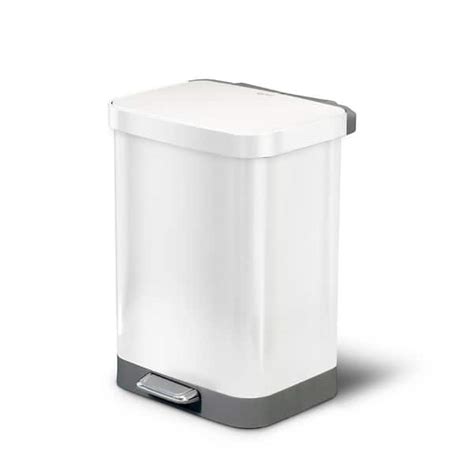 Glad Gal All White Stainless Steel Step On Kitchen Trash Can W