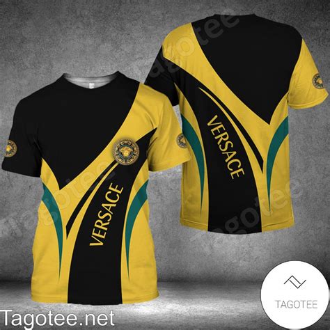 Versace Luxury Black Mix Yellow Curves Shirt Tagotee