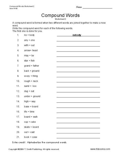 Compound Words Worksheet For 4th 7th Grade Lesson Planet