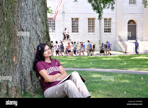 Female Harvard Student Harvard University Campus Boston Ma Usa