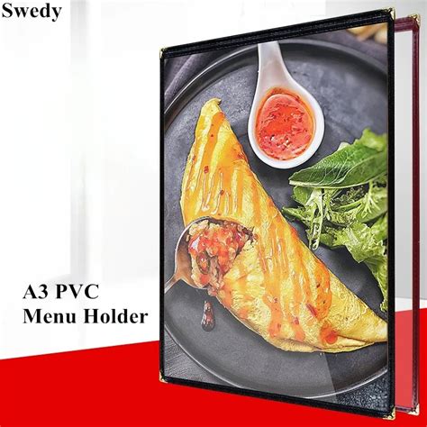 A3 Single Page 2 Views Restaurant Hotel PVC PU Leather Menu Cover