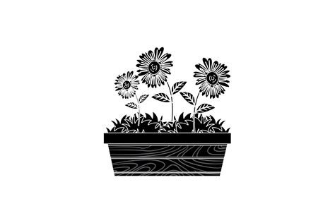 Spring Flower Long Pot 4 Solid Icon Graphic By Raysaozora · Creative