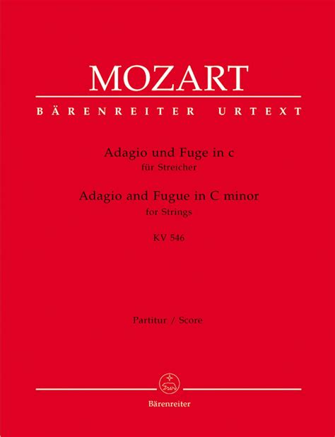 Mozart Adagio And Fugue In C Minor K 546 Score Set Of Parts