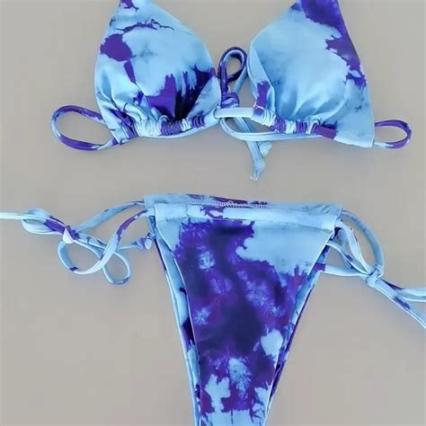 2020 Latest Sexy Swimwear And Beachwear Tie Dye Two Pieces Drawstring