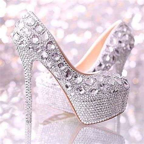 Brillantes De Plata Hecho A Mano Diamante Grano Rhinestone Wedding Bridal Zapatos Tacones Altos