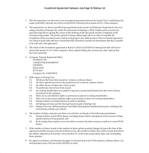 Venture Capital Investment Agreement Examples Format Pdf