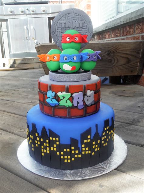 Homemade Two Tiered Vanilla Ninja Turtle Cake R Food