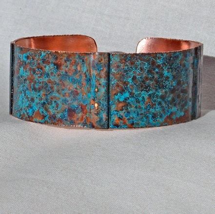 Copper Cuff Bracelet Fold Formed Hand Hammered Ammonia Patina