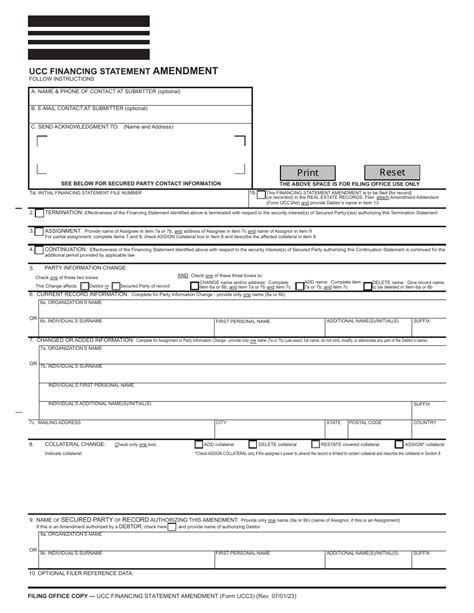 Form Ucc3 Download Fillable Pdf Or Fill Online Financing Statement