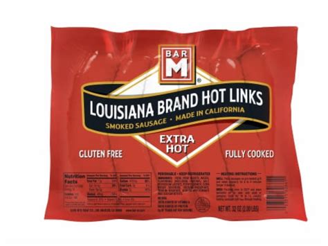 Bar M Extra Hot Louisiana Hot Links Smoked Sausage 32 Oz Kroger