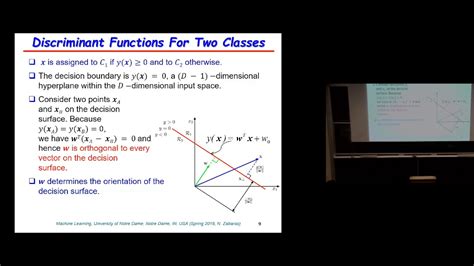 Lecture 12 Linear Models Of Classification Discriminant Functions