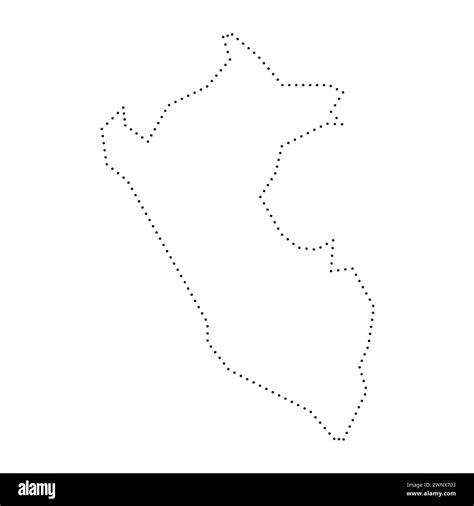 Peru Country Simplified Map Black Dotted Outline Contour Simple