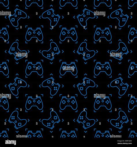 Game Controller For Gamer Vector Gamepad Concept Dark Seamless Pattern