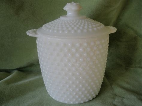 Vintage Hobnail Milk Glass Cookie Jar