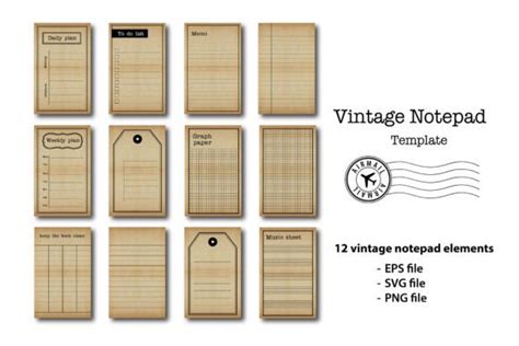 Vintage Notepad Stationery Template Graphic By Polarbearstudio