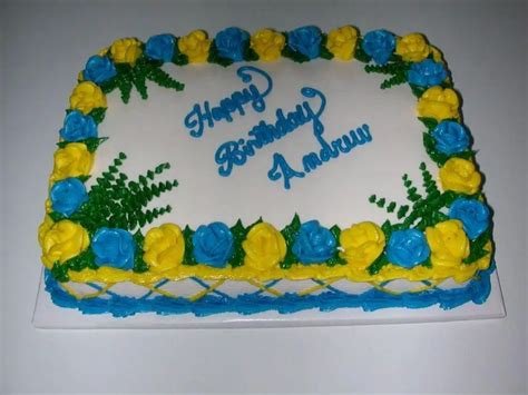 Blue And Yellow Birthday Cake