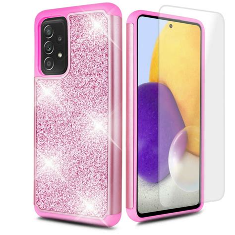 For Samsung Galaxy A32 5g Phone Case Glitter With Tempered Glass Shock