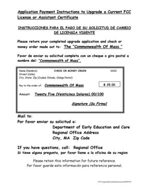 Fillable Online Eec State Ma AA Application Payment Instructions