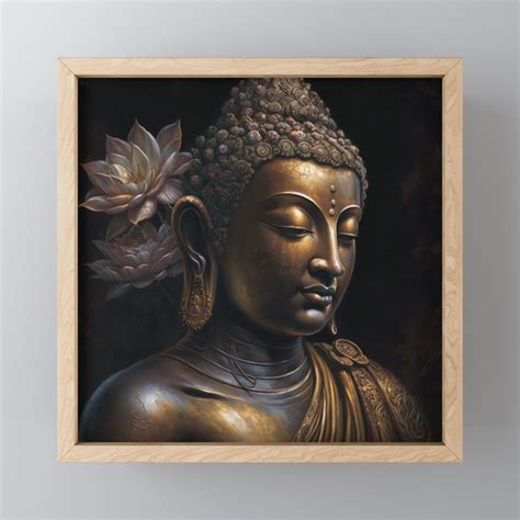 Luxuriant Serenity A Portrait Of Buddha With Flowers Framed Mini Art