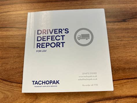 Tachopak 50 Page Defect Report Book Hgv Chartwise Uk