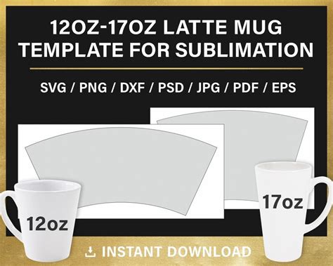 Oz Oz Latte Mug Template Bundle Blank Template For Etsy