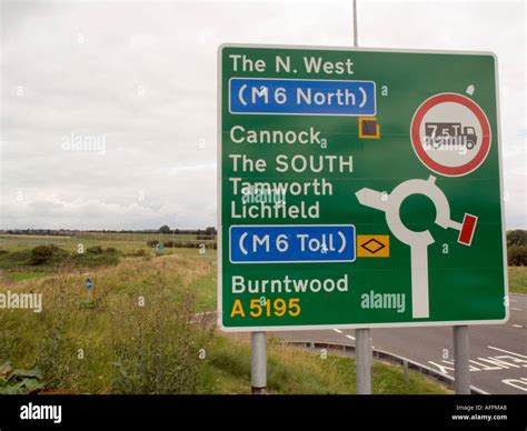 M6 Toll Road Sign On Approach Slip Road Burntwood Staffordshire England