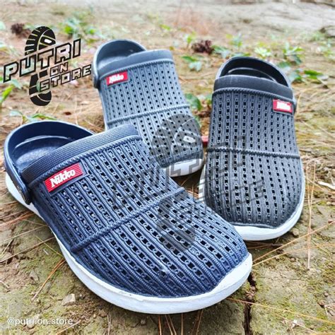 Jual Sandal Sepatu Slop Selop Cowok Pria Karet Bakpao Anti Air Awet