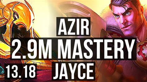 AZIR Vs JAYCE MID 2 9M Mastery 6 Solo Kills 800 Games Godlike