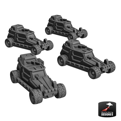 Solar Shift Scout Buggy 4 Pack Death Ray Designs Tabletop Miniatures Gaming Terrain