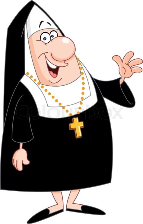 Smiling Nun Waving Stock Vector Colourbox