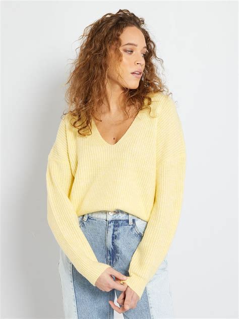 Pull Col V Jaune Kiabi