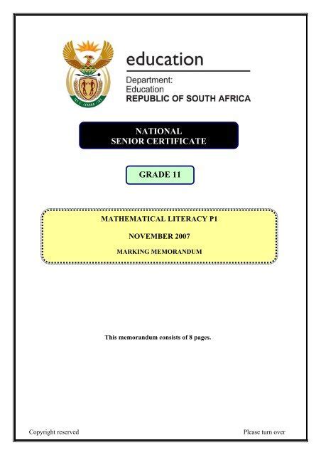 National Senior Certificate Grade 11 Maths Excellence