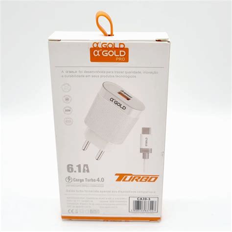 Kit Carregador Turbo 30w 6 1A Cabo Tipo C A Gold