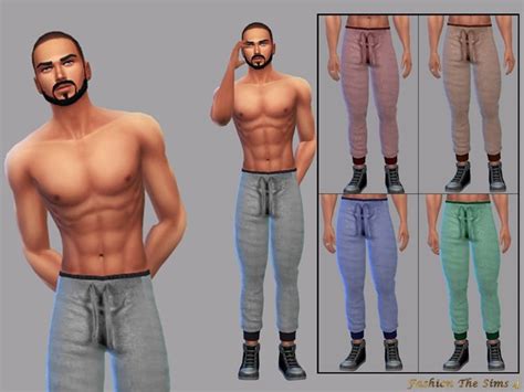 Sims 4 — Edu Sweatpants By Lyllyan — Sweatpants In 5 Colors Custom Thumbnail Base Game