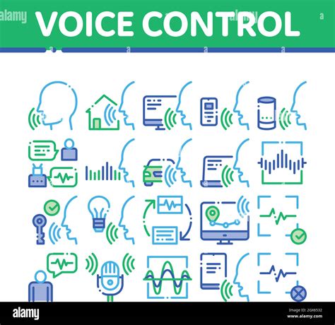 Voice Control Collection Elements Icons Set Vector Stock Vector Image