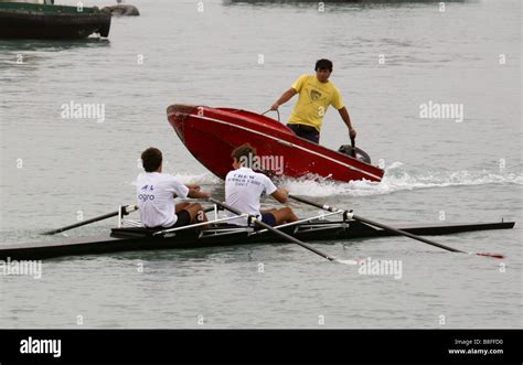 Rowing Boat Team And Coach Port Of Callao Lima Peru South America