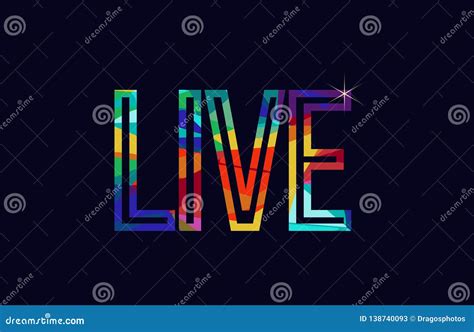 Live Word Typography Design In Rainbow Colors Logo Stock Vector