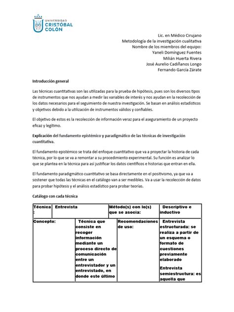 Formato De Catalogo De Tecnicas Cuantitativas Descargar Gratis Pdf