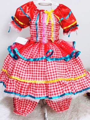 Vestido Infantil Festa Junina Caipira Junino Xadrez Elo