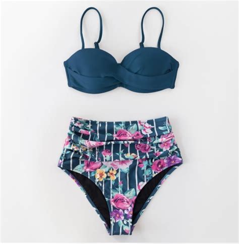 Printed Bikini Set Women Push Up High Waisted Two Pieces Swimwear