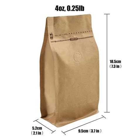 Snapklik 50 Pieces 4 Ounce Kraft Paper Stand Up Coffee Bag Flat