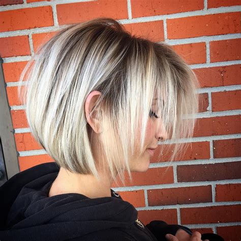 Bright Baby Blonde With Shadow Root Bob Hairstyles For Fine Hair Bob